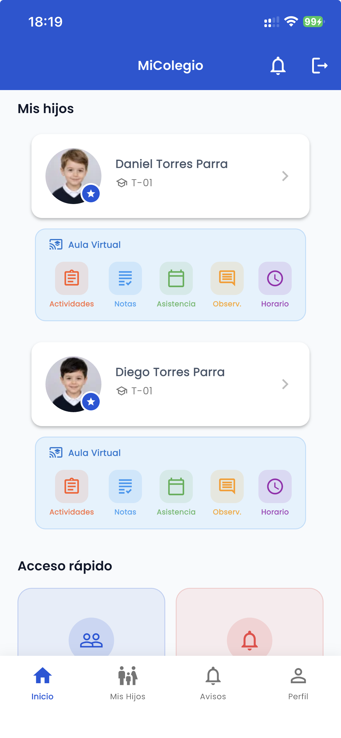 App del acudiente: notas y comunicados